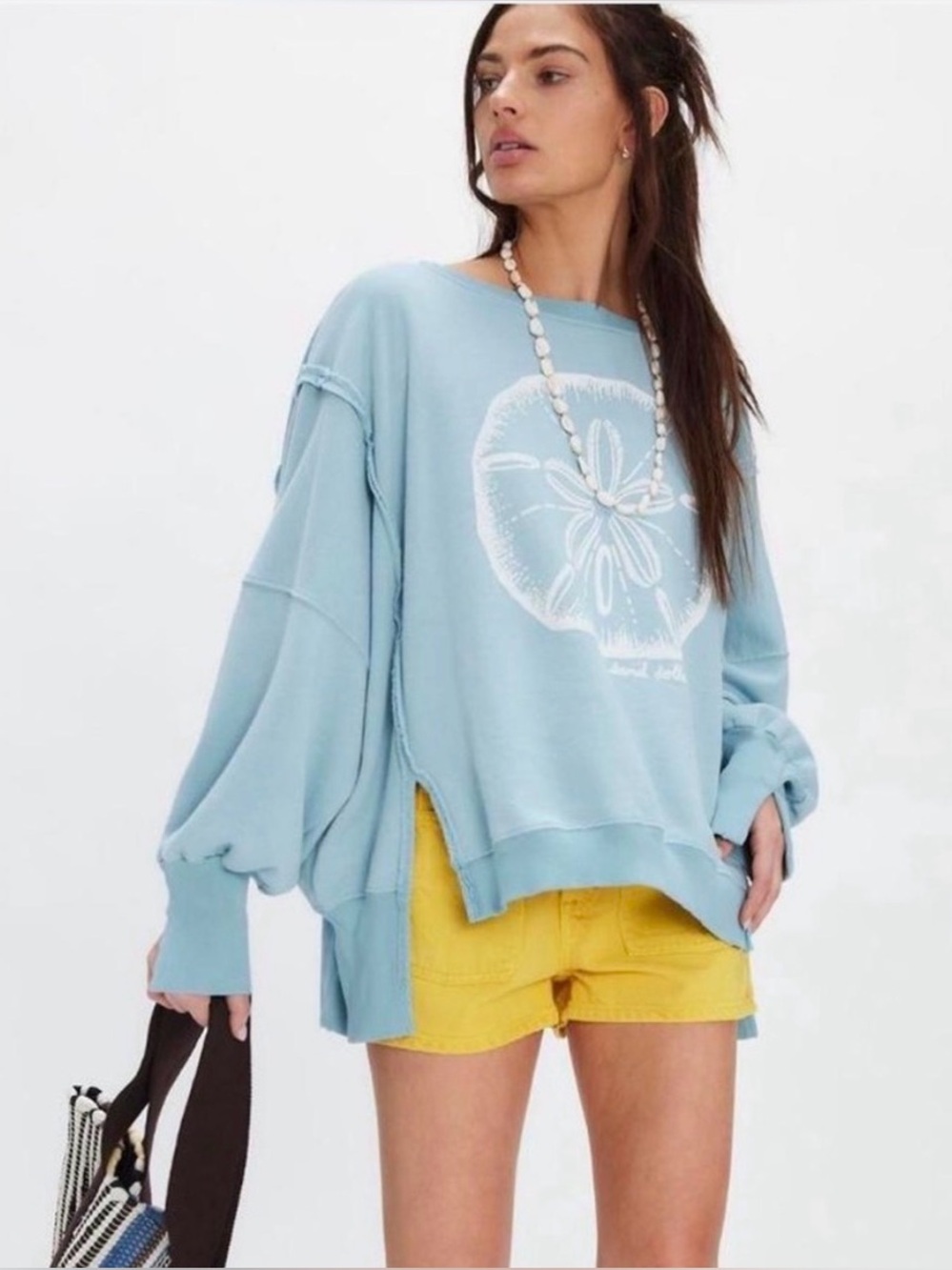 Like New RARE We The Free Graphic Camden Pullover in Sand Dollar Print